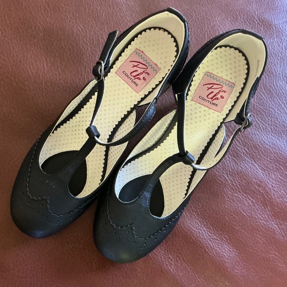 Pin Up Couture black T strap 50’s 60’s rockabilly nwt heels size 10 - Picture 4 of 5